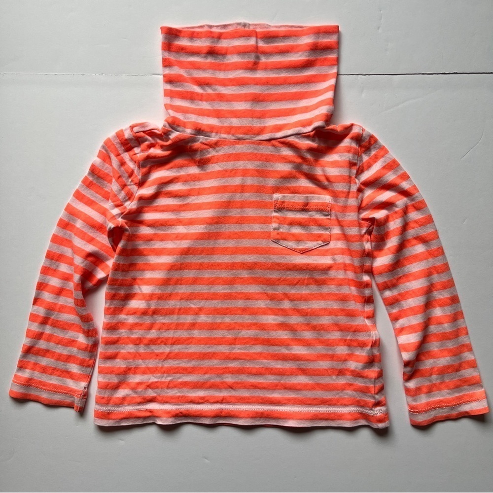 Crewcuts J. Crew Kids Orange White Striped Light Knit Turtleneck Shirt Top  Sz 2